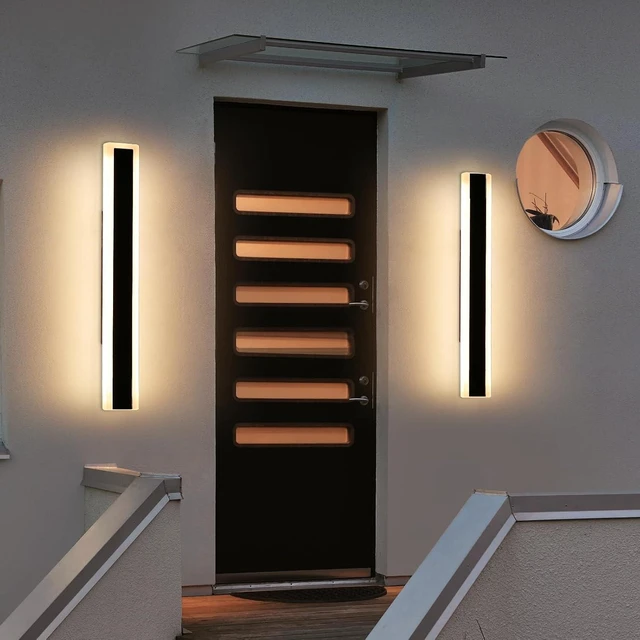 Main image of 2 Pack 23.6inch Outdoor Wall Light, Black, 24W, IP65 Waterproof