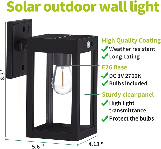 Alt view image 6 of 7 - Solar Outdoor Wall Lights Dusk to Dawn 2 Pack