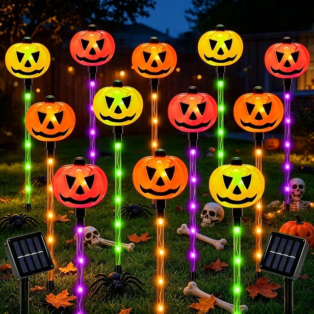 Main image of VOOKRY 12Pack Solar Pumpkin Lights for Halloween Decorations Outdoor