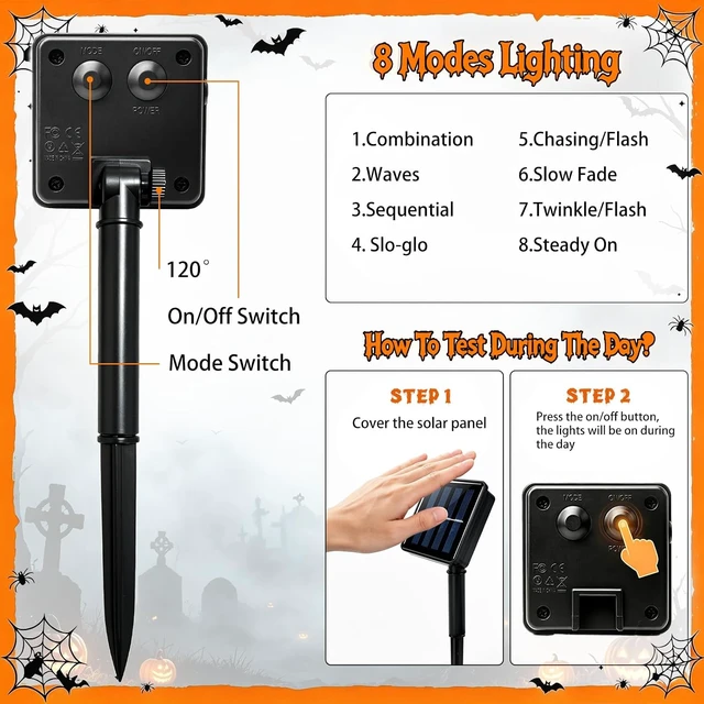 Alt view image 3 of 7 - VOOKRY 12Pack Solar Pumpkin Lights for Halloween Decorations Outdoor