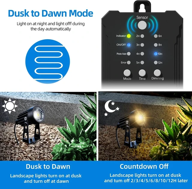 Alt view image 2 of 7 - All-in-One Low Voltage Landscape Lighting, Dusk to Dawn Transformer Timer, Waterproof Spotlights, Dimmable LED Outdoor Landscaping Lights Kit for Yard Backyard Tree House 24V Warm White 4 Pack