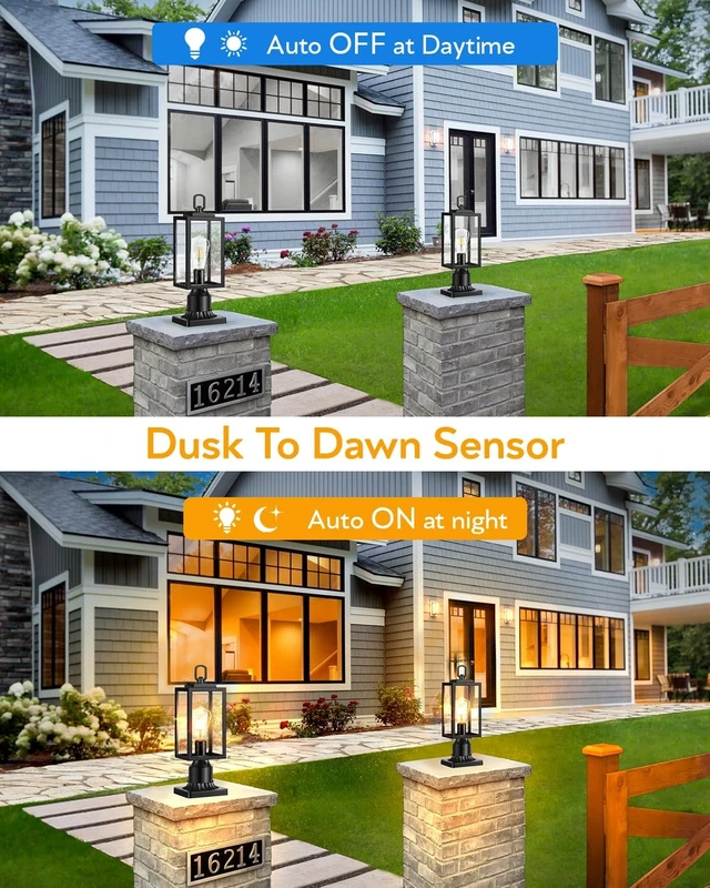 Alt view image 2 of 7 - VIANIS Dusk to Dawn Outdoor Post Lighting Hardwired 120V, Anti-Rust, 2-Pack