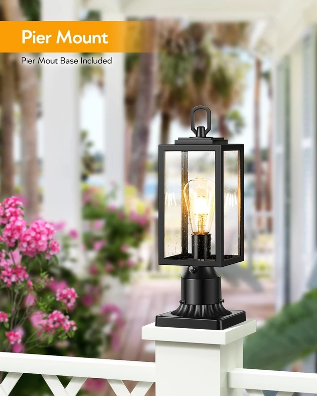 Alt view image 4 of 7 - VIANIS Dusk to Dawn Outdoor Post Lighting Hardwired 120V, Anti-Rust, 2-Pack