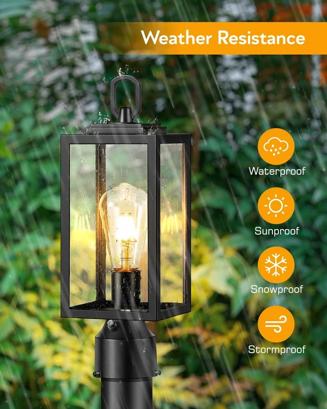 Alt view image 6 of 7 - VIANIS Dusk to Dawn Outdoor Post Lighting Hardwired 120V, Anti-Rust, 2-Pack