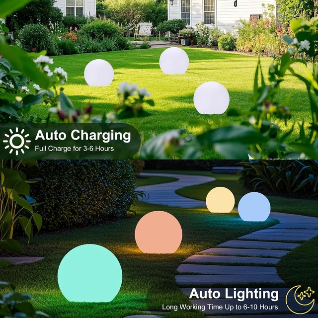 Alt view image 3 of 7 - shumi Solar Globe Lights Outdoor, 10-Inch Solar Ball Lights for Outside