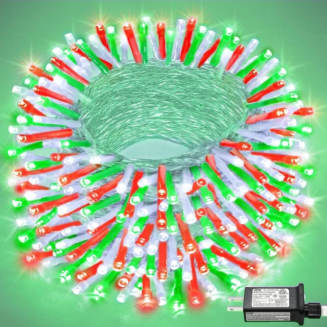 Main image of 100FT 300 LED Outdoor String Lights, Red White and Green Christmas Lights