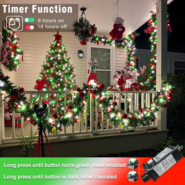 Alt view image 3 of 7 - 100FT 300 LED Outdoor String Lights, Red White and Green Christmas Lights