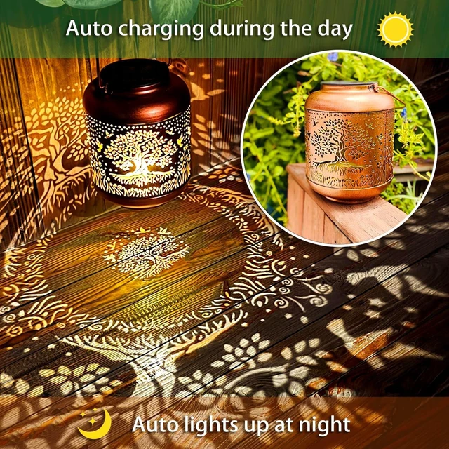 Alt view image 4 of 7 - Tree of Life Solar Lanterns Outdoor Waterproof Hanging Solar Lights Big Tree Gifts for Women Men Metal Decorative LED Lanterns for Yard, Patio, Lawn, Tabletop, Pathway, Landscape, Garden Decor
