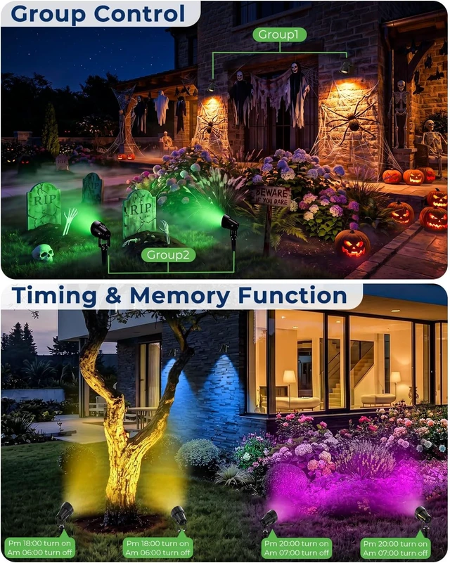 Alt view image 3 of 7 - RGBW Halloween Spotlights Outdoor with APP & Remote Control, 4 Pack