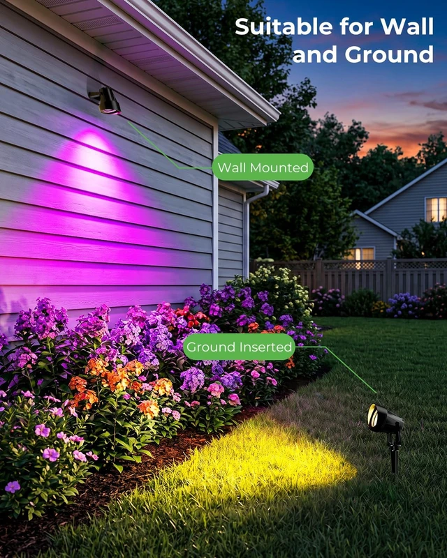 Alt view image 5 of 7 - RGBW Halloween Spotlights Outdoor with APP & Remote Control, 4 Pack