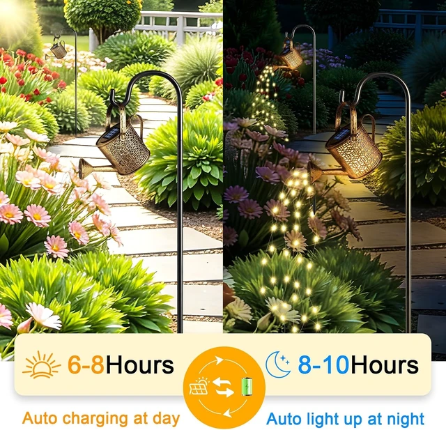 Alt view image 3 of 7 - 2Pack Solar Watering Can Lights, Solar Light Outdoor Decorative, Warm White