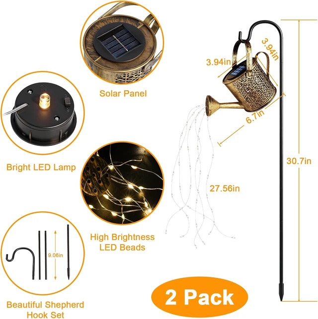 Alt view image 7 of 7 - 2Pack Solar Watering Can Lights, Solar Light Outdoor Decorative, Warm White