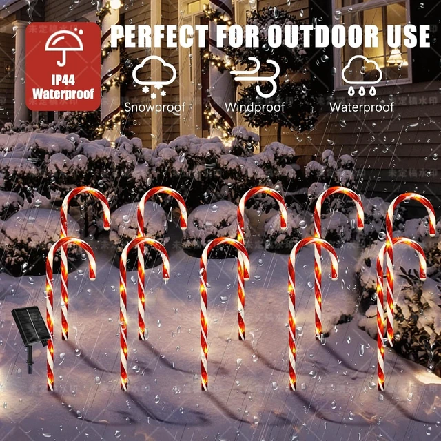 Alt view image 4 of 7 - 10 Pack Solar Candy Cane Lights, 21 Inch Red Christmas Yard Decorations