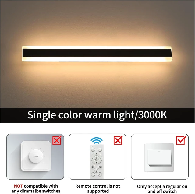 Alt view image 4 of 7 - 2 Pack 23.6inch Outdoor Wall Light, Black, 24W, IP65 Waterproof