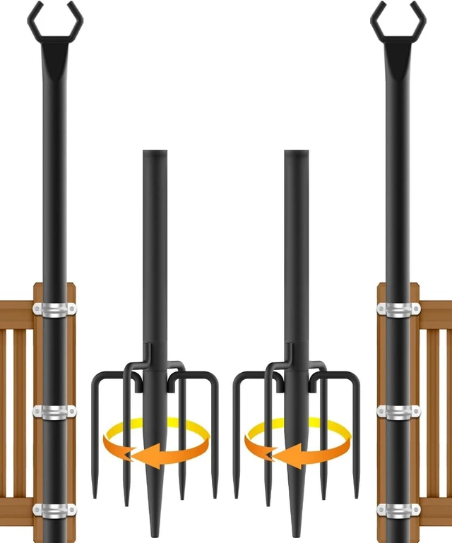 Main image of NUERPO String Light Poles,Metal Poles for Hanging Outdoor Light Strings, Light Poles Stand for Outside Garden,Patio,Wedding,Backyard,Deck,Party (2 Pack 10 FT Light Poles)