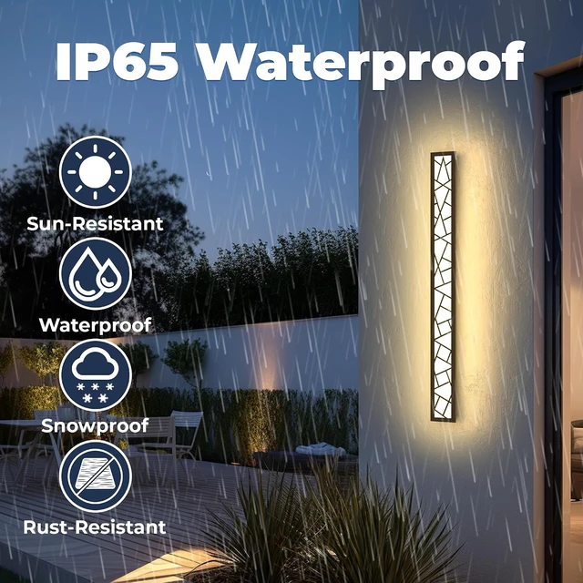Alt view image 4 of 7 - Outdoor Wall Lights 31.5inch Modern Outdoor Wall Sconce LED Long Wall Sconces Black Front Porch Light Waterproof Led Wall Light IP67 3000K Exterior Lighting Fixtures