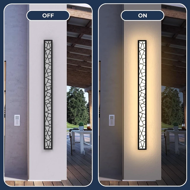Alt view image 5 of 7 - Outdoor Wall Lights 31.5inch Modern Outdoor Wall Sconce LED Long Wall Sconces Black Front Porch Light Waterproof Led Wall Light IP67 3000K Exterior Lighting Fixtures