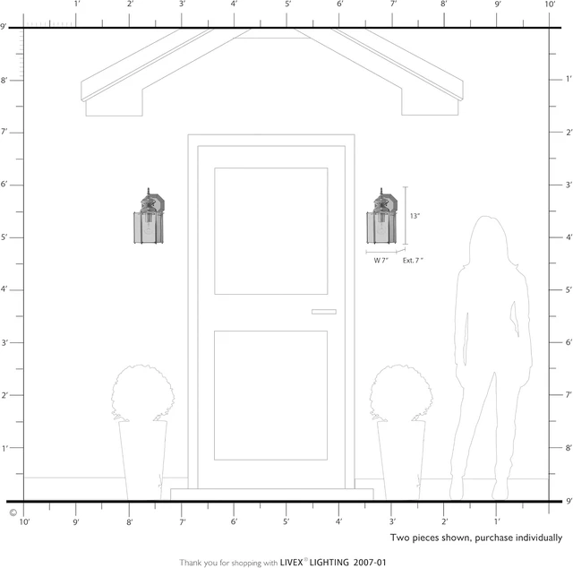 Alt view image 6 of 7 - Livex Lighting 2007-01 Outdoor Wall Lantern, Antique Brass