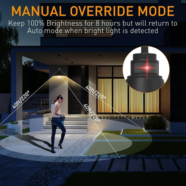 Alt view image 4 of 7 - 12.4'' Motion Sensor Outdoor Barn Lights, Dusk to Dawn Outdoor Lighting Wall Mount, Farmhouse Outdoor Wall Sconce Dome Gooseneck Barn Light for Porch Garage Patio, Waterproof Rustproof, 1-Pack