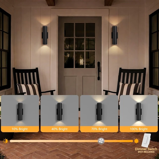 Alt view image 3 of 7 - 12in Aluminum Up and Down LED Porch Light Super Bright 3000K, 2P