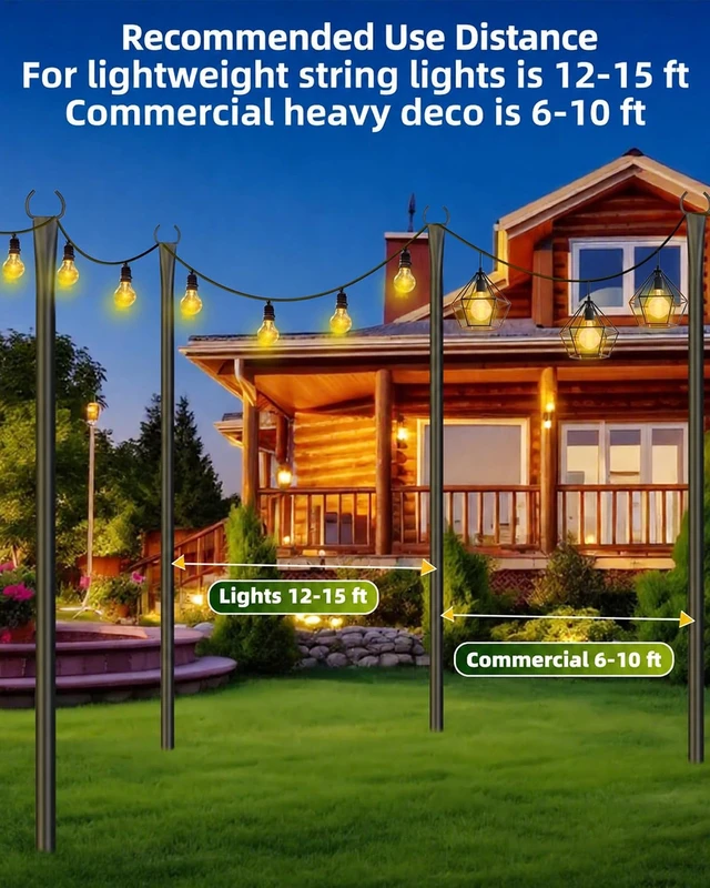 Alt view image 5 of 7 - String Light Poles for Outside, 4 Pack 10 ft Adjustable Light Poles
