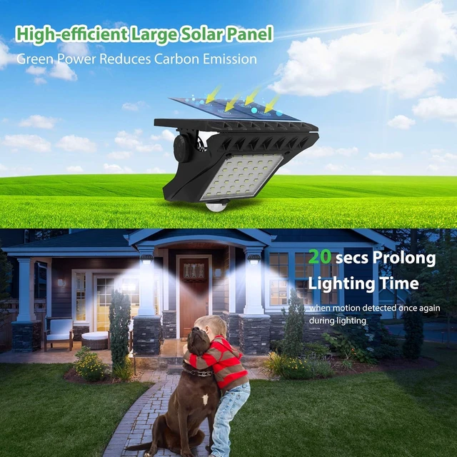 Alt view image 4 of 7 - Tryme 45LEDs Solar Lights Outdoor Clip Motion Sensor Lights 3 Modes 3 Mounting Ways IP65 Waterproof Security Light for Chain Link Fence Camping Gate (2 Pack)