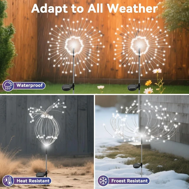 Alt view image 3 of 6 - Solar Garden Lights Outdoor, Solar Firework Fairy Lights Garden Decor