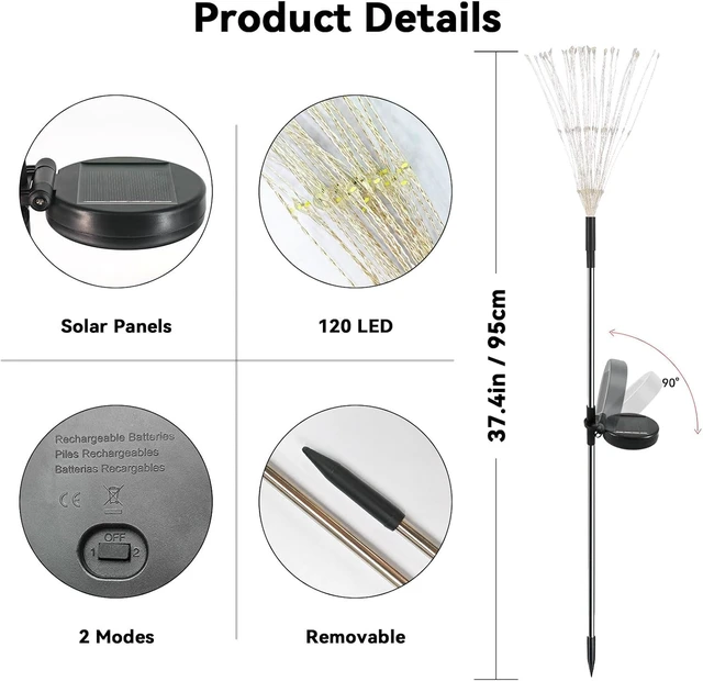 Alt view image 6 of 6 - Solar Garden Lights Outdoor, Solar Firework Fairy Lights Garden Decor