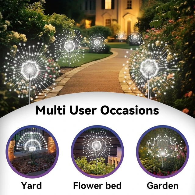 Alt view image 5 of 6 - Solar Garden Lights Outdoor, Solar Firework Fairy Lights Garden Decor