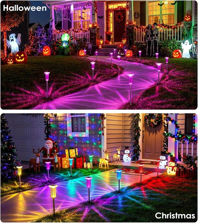 Alt view image 4 of 7 - DenicMic Pathway Solar Lights Outdoor Waterproof 8 Pack Halloween Decor
