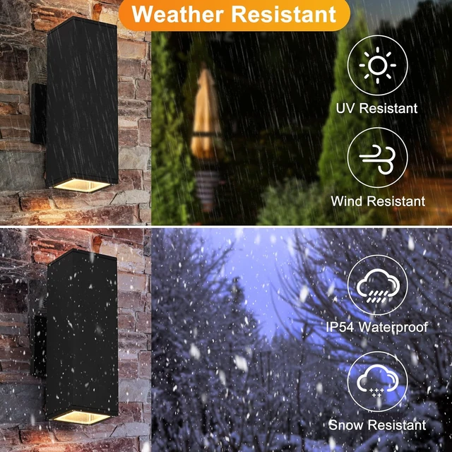 Alt view image 4 of 7 - Dusk to Dawn Outdoor Wall Lights, 2 Pack Waterproof Exterior Lighting Fixtures, Up Down Porch Lights Outdoor Lights for House Porch Patio, ETL Listed