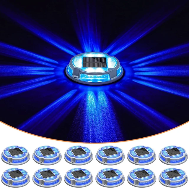 Main image of VOLISUN Solar Driveway Deck Dock Marine Lights 2 Colors Modes,12 Pack