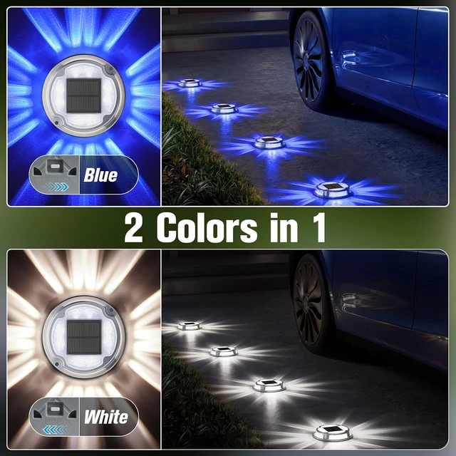 Alt view image 2 of 7 - VOLISUN Solar Driveway Deck Dock Marine Lights 2 Colors Modes,12 Pack