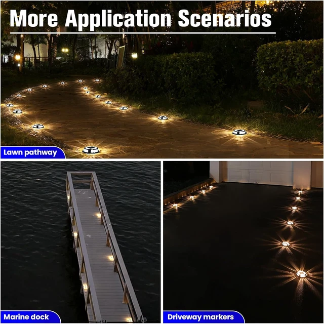 Alt view image 7 of 7 - VOLISUN Solar Driveway Deck Dock Marine Lights 2 Colors Modes,12 Pack