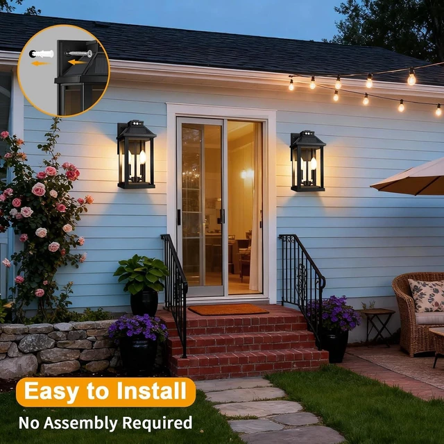 Alt view image 7 of 7 - Solar Porch Lights Outdoor with Motion Sensor, Dusk to Dawn Waterproof Solar Wall Light with 3 Lighting Modes, Wall Sconce Light fixtures for Home Garage Porch Yard Front Door
