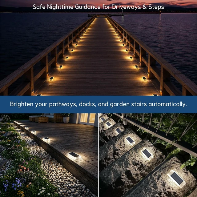 Alt view image 5 of 7 - Solar Step Lights Outdoor, 2 Colors in 1 Drive-Over Solar Walkway Lights
