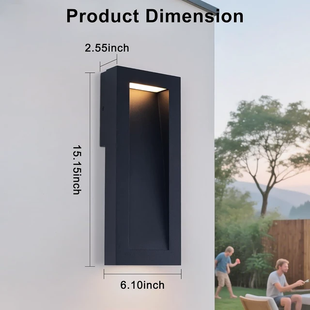 Alt view image 6 of 7 - Yisuro Modern Outdoor Wall Light with LED, Exterior Lighting Fixtures 3000K Integrated, Matte Black Outside Wall Mount Lights for House Front Door Porch Garage Patio.Bulb Included.