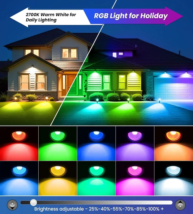 Alt view image 3 of 7 - MEIKEE 15W RGB Landscape Lights 120V Outdoor Spotlights with Remote
