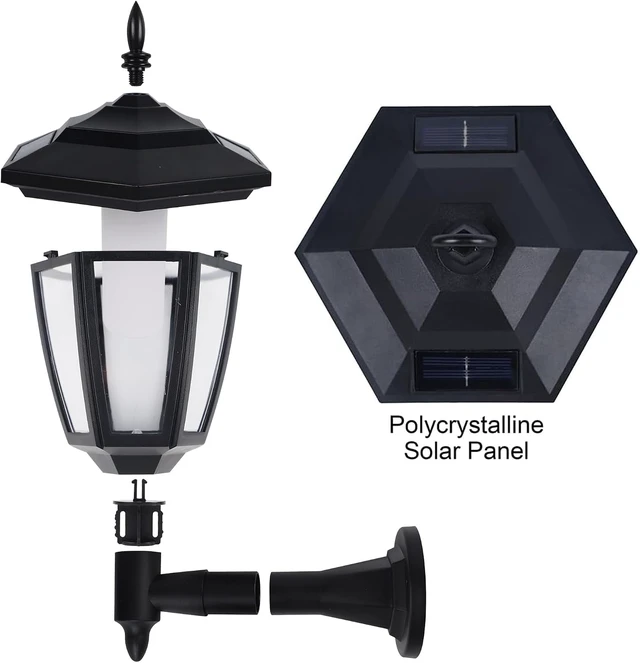 Alt view image 7 of 7 - Dynaming 4 Pack Solar Flame Wall Lanterns Outdoor, Solar Powered Wall Mounted Sconce Lights, Flickering Flame LED Lights Auto On/Off Wall Hanging Lights, Waterproof for Garage Stair Patio Porch Yard