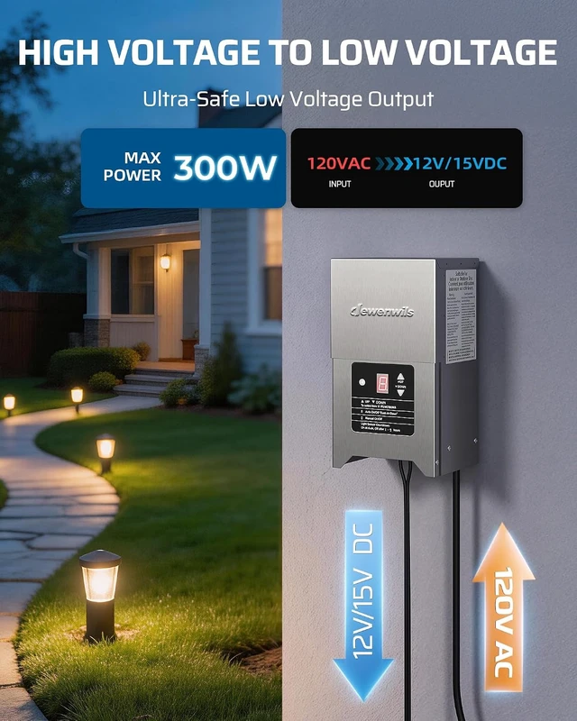 Alt view image 2 of 7 - DEWENWILS 300W Low Voltage Landscape Transformer with Photocell