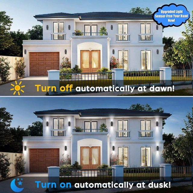 Alt view image 3 of 7 - Modern Dusk to Dawn Outdoor Wall Lights, Exterior Light Fixtures Wall Mount