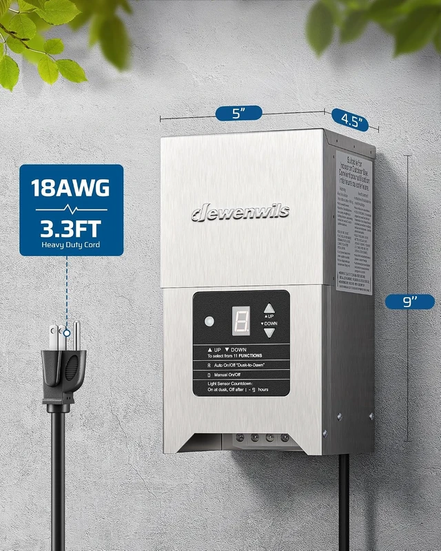 Alt view image 7 of 7 - DEWENWILS 300W Low Voltage Landscape Transformer with Photocell