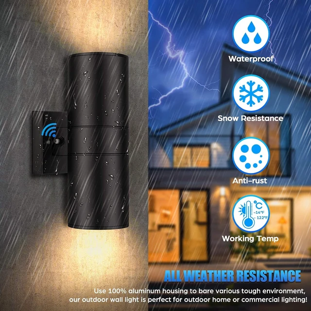 Alt view image 4 of 7 - Modern Dusk to Dawn Outdoor Wall Lights, Exterior Light Fixtures Wall Mount