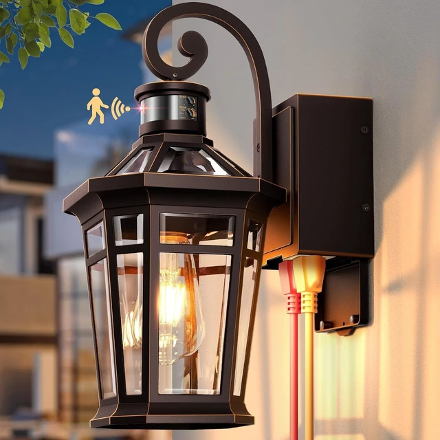Main image of Porch Light with Outlet, Bronze Outdoor Light Fixture with Outlet