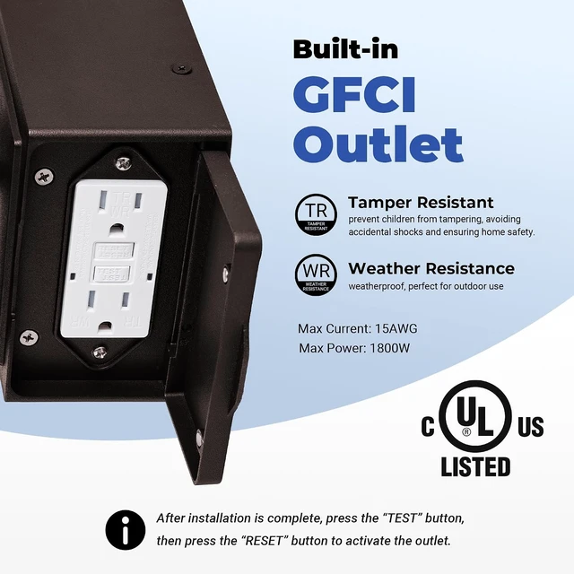 Alt view image 2 of 7 - Porch Light with Outlet, Bronze Outdoor Light Fixture with Outlet