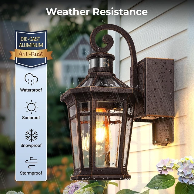 Alt view image 5 of 7 - Porch Light with Outlet, Bronze Outdoor Light Fixture with Outlet