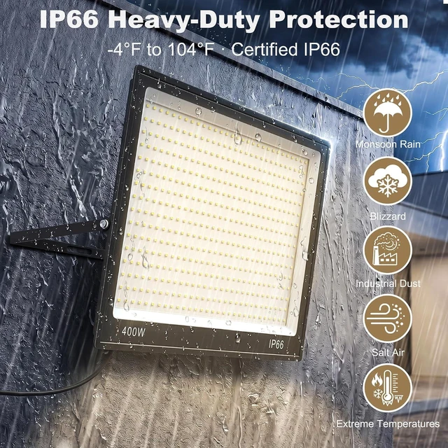 Alt view image 5 of 7 - XXBSAZ 500W LED Flood Lights Outdoor, 50000LM, 6500K Daylight, AC85-277V, IP66 Waterproof Super Bright Stadium Lights, White, Commercial Exterior Lighting for Backyard, Sports Court, Arena, Parking