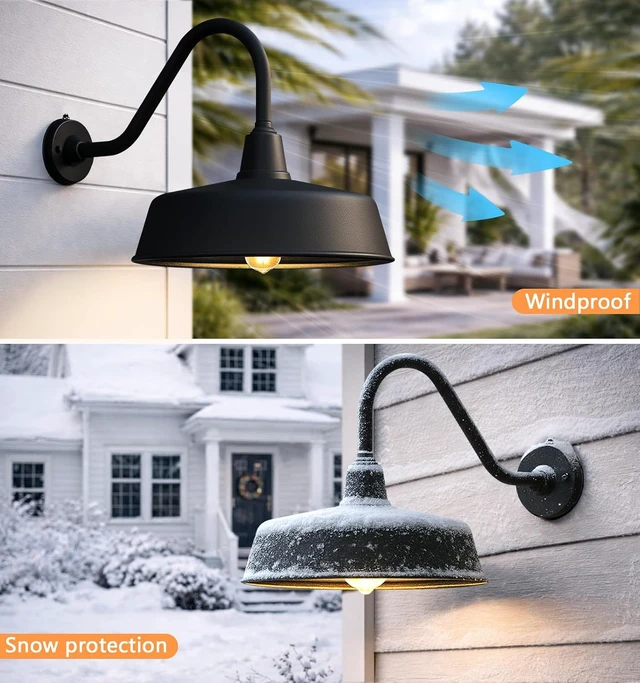 Alt view image 3 of 7 - 15" Large Classic Gooseneck Barn Light, Dusk to Dawn Wall Fixture