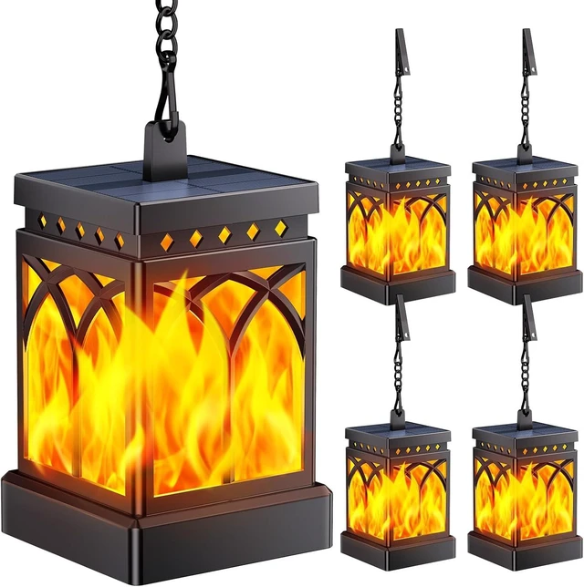 Main image of KOOPER 4 Pack Solar Lanterns Outdoor, Flickering Flame Halloween Decor