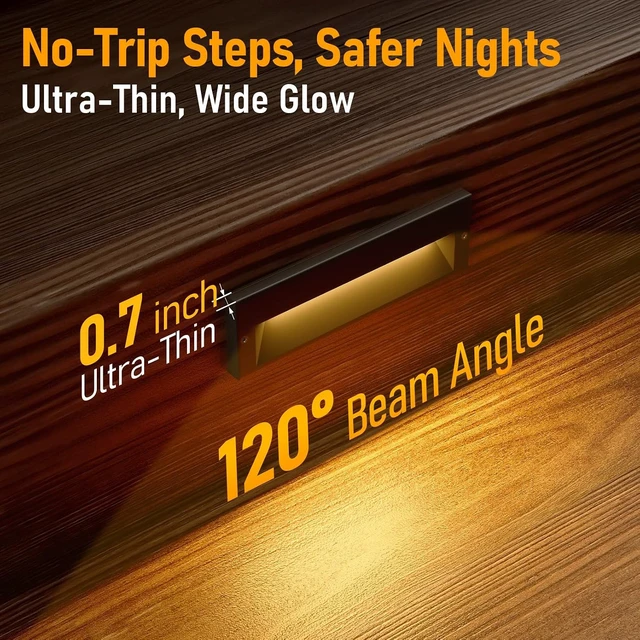 Alt view image 2 of 7 - LEONLITE 6-Pack 10.6 Inch 5CCT Low Voltage LED Step Lights, Surface Mount